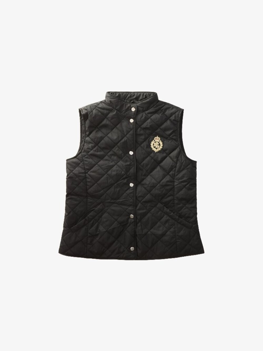 Lauren Ralph Lauren Crest-Patch Diamond-Quilted Vest in black👑🖤